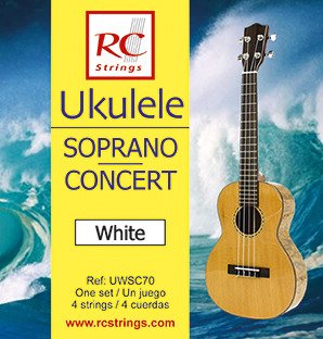 Royal Classics UWSC70 Ukulele Soprano-Concert set. White