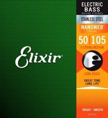 Elixir 14702 Medium 50-105 Long Scale - Struny basowe stalowe