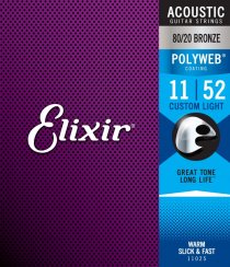 Elixir 11025 Polyweb 80/20 Bronze 11-52 - Struny pre akustickú gitaru