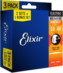 Elixir 16542 Nanoweb 10-46 - Struny do gitary elektrycznej 3-pack