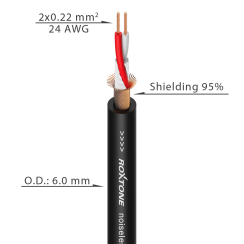 Kabel mikrofonowy Roxtone MC002-100m-BK