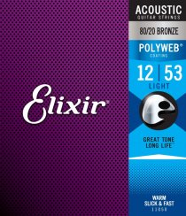 Elixir 11050 Polyweb 80/20 Bronze 12-53 - Struny pre akustickú gitaru