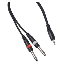 Kábel CABLE4ME mini jack 3,5 mm stereo - 2x jack mono 6,3 mm 6 m