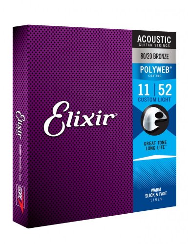 Elixir 11025 Polyweb 80/20 Bronze 11-52 - Struny pre akustickú gitaru