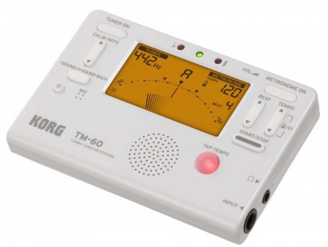 Korg TM60C WH - Tuner / metronom + mikrofon kontaktowy biały