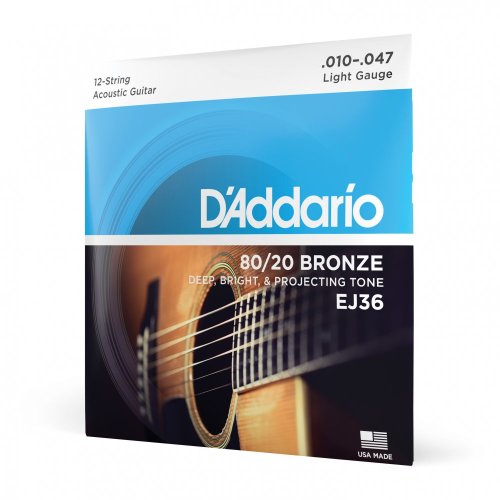 D'Addario EJ36 12-String Bronze Light - Struny do gitary 12-strunowej 10-47 D'Addario EJ36 12-String Bronze Light - Struny do gitary 12-strunowej 10-47