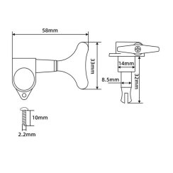 Kera Audio BM-02-3R-2L-S - Olejové ladicí mechaniky na 5-strunnou baskytaru