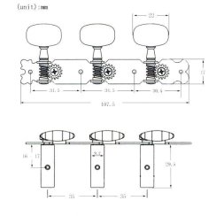 Kera Audio MGP15 - ladící mechaniky do klasické kytary, 3+3 (stříbrné)