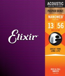 Elixir 16102 Nanoweb Phosphor Bronze 13-56 - Struny pre akustickú gitaru