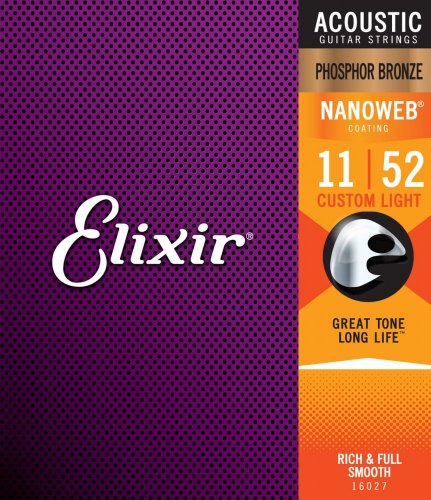 Elixir 16027 Nanoweb Phosphor Bronze 11-52 - Struny pre akustickú gitaru
