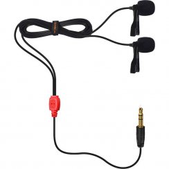 Comica CVM-D02 - podwójny mikrofon lavalier do kamery, aparatu, smartfona (6 metrów - czerwony)