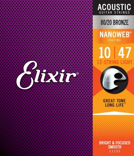 Elixir 11152 Nanoweb 80/20 Bronze 10-47 12-STR - Struny pre akustickú gitaru