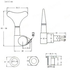 Kera Audio QFB-4P-BA (4) - Olejové basové kytarové ladicí mechaniky, jednostranné pravé (R)