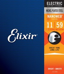Elixir 12106 Nanoweb 11-59 - Struny do gitary elektrycznej 7-STR