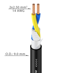 Roxtone SC020D-100-BK - reproduktorový kabel 2 x 2,5mm? 100m