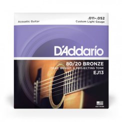 D'Addario EJ13 80/20 Bronze Custom Light - Struny do gitary akustycznej 11-52
