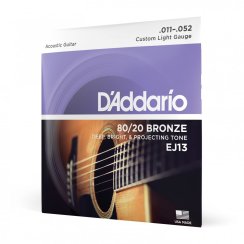 D'Addario EJ13 80/20 Bronze Custom Light - Struny pre akustickú gitaru 11-52