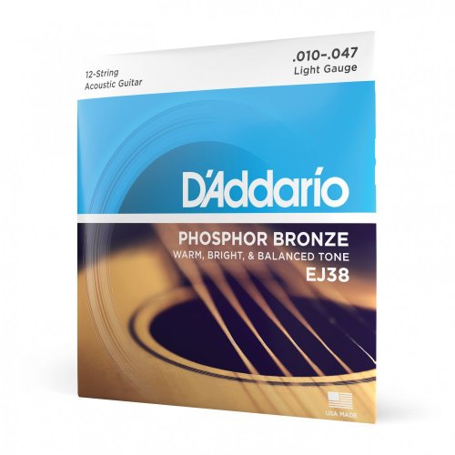 D'Addario EJ38 12-String Phosphor Bronze Light - Struny pro dvanáctistrunnou kytaru 10-47