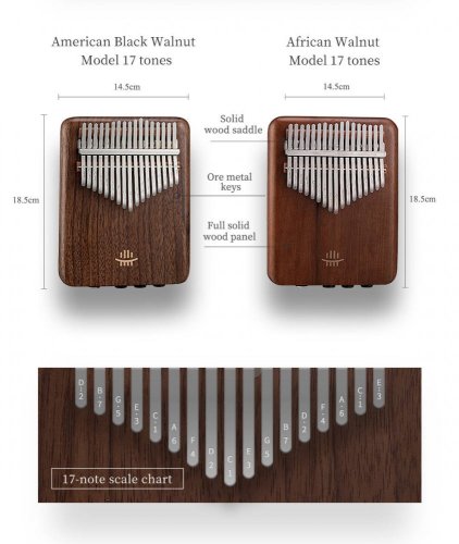 Kalimba elektryczna 17 ton Hluru KEQ17-BlackWalnut