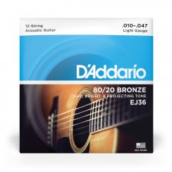D'Addario EJ36 12-String Bronze Light - Struny pro 12strunnou kytaru 10-47