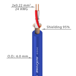 Kabel mikrofonowy Roxtone MC002-100m-BL