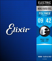 Elixir 12000 Polyweb 9-42 - Struny do gitary elektrycznej