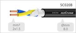 Kabel głośnikowy 2 x 1,5mm? 2 x złącze głośnikowe 15m Roxtone DSSS215L15