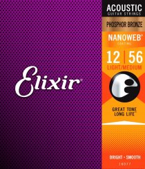 Elixir 16077 NanoWeb  Phosphor Bronze 12-56 - Struny pre  akustickú gitaru