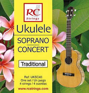 Royal Classics UKSC40 Ukulele Soprano-Concert set. Clear Nylon